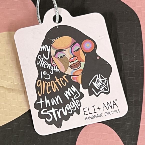 Pink Lomein STAY POSITIVE SIS Handmade Ceramic Coffee Mug 18Oz Eli and Ana - Picture 7 of 17